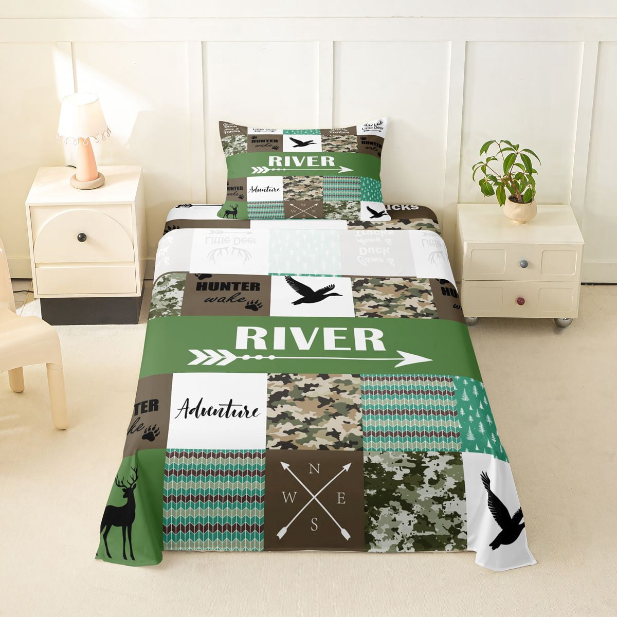 Erosebridal Animal Deer Mallard Duck Twin Sheet Sets 3pcs For Boys ...