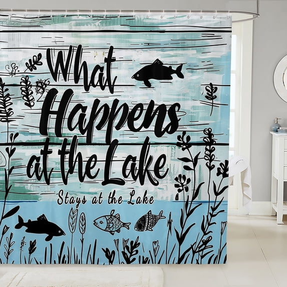 Erosebridal Animal Fish Bathroom Curtain 72x78,Vintage River House Bathroom Decor,Lodge Cabin Decor,Waterproof