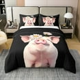 thumbnail image 1 of Erosebridal Animal Pig 100% Cotton Comforter Cover Full,Pink Black Bedding Full Size,Floral Flower 100% Cotton Comforter Cover Full,Super Cozy Gramhouse Room Decoration,Reversible,3pcs(No Comforter), 1 of 8