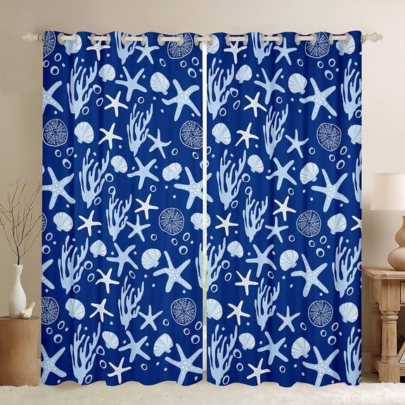 Erosebridal Animal Starfish Curtains and Drapes (38x54),Ocean Wildlife 30%-50% Blackout Curtains for Bedroom,Teen Bedroom Decor
