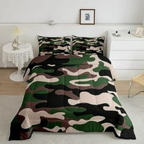 Erosebridal Army Green Camouflage Bedding Set Twin,Camouflage Comforter Set Teens Adults, Camo Militarily Quilt Set,Colorful Abstract Art Duvet Insert with 1 Pillowcase Lightweight Warm