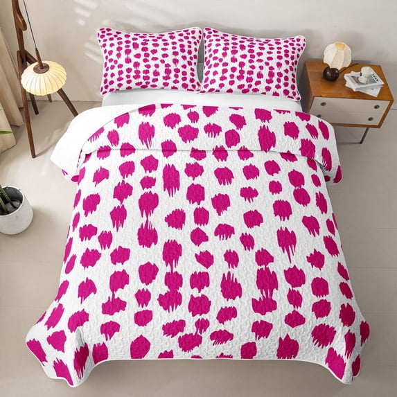 Erosebridal Artistic Blot Quilt Full for Girls, Modern Blob Print Full Bedspread Sets, 3 Pieces