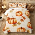 thumbnail image 1 of Erosebridal Autumn Pumpkin Twin Quilt Set 2 Pieces,Fall Harvest Twin Coverlet Set,Beige,1 Bedspread and 1 Pillowcase, 1 of 7