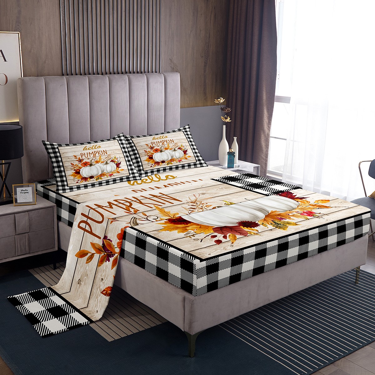 Erosebridal Autumn Pumpkin Twin Sheet Sets, Thanksgiving Day Bedding ...