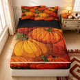 thumbnail image 1 of Erosebridal Autumn Pumpkin Zipper Twin Comforter Sets with Fitted Sheet and 2 Pillowcases, Retro Cottage Zipper Bedding Set for Boys Girls, Orange Dark Green, Black Reversible, 1 of 7