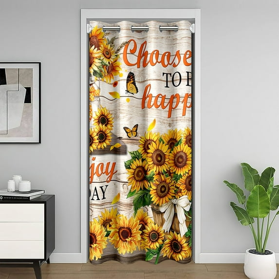 Erosebridal Autumn Sunflower Door Curtain For Doorways 42x84,Lodge Cabin Black Out Curtain,Flower Room Decorative
