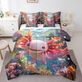 thumbnail image 1 of Erosebridal Axolotl Comforter Set Twin 7 Pcs Cute Ocean Sealife Cartoon Salamander Bedding Set Kawaii Underwater Reptile Animal Bed in a Bag with Comforter,Sheets, 1 of 5