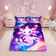 thumbnail image 1 of Erosebridal Axolotl Sheet Set Twin Size,Galaxy Planet Space Sheets Cartoon Animal Bed Sheets Set Purple Dreamy Starry Top Sheet, 1 of 6