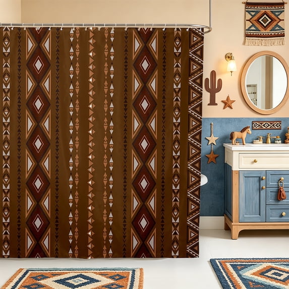 Erosebridal Aztec Art Shower Curtain 72Wx84L,Traditional Tribal Diamond ...