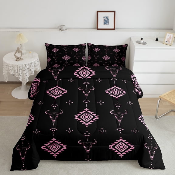 Erosebridal Aztec Comforter Sets King Size, Folk Culture Comforters & Duvets, Tribal Hippie Decor, Reversible 3 Pieces