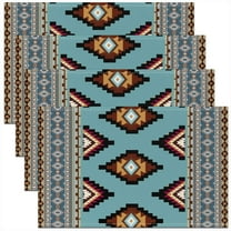 Erosebridal Aztec Placemats Set of 4 for Adult, Rustic Bear Table Mats for Dining Table Set of 4, Geometric Stripe Decor