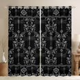 thumbnail image 1 of Erosebridal Aztec Print Blackout Curtains Set of 2 (38x54 Each),Bohemian Damask Dragonfly Living Room Curtains,Black Silver, 1 of 6