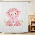 thumbnail image 1 of Erosebridal Baby Elephant Shower Curtain 72Wx72L for Girls, Pink Floral Waterproof Bathroom Curtain, 1 of 5