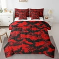 thumbnail image 1 of Erosebridal Balck Bats Bed in a Bag Full Size,Abstract Geometric Honeycomb Bed Set,Red Black Bedding Full Size For Boys Kids,Microfiber Bedroom Decor Reversible,7 Pieces, 1 of 7
