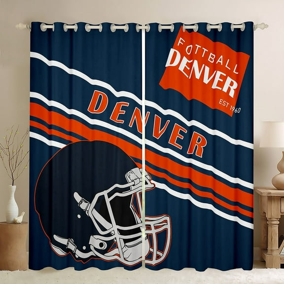 Erosebridal Ball Game Football Curtains Pack of 2 (42x63),Navy Red 30%-50% Black Out Curtains,Sport Theme Decor(Denver)