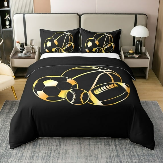 Erosebridal Ball Gamer 100% Cotton Comforter Cover King,Sport Theme Bedding Sets King Size,Gaming Room Decor,Reversible,3 Pieces(No Comforter)