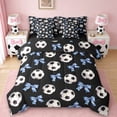 thumbnail image 1 of Erosebridal Ball Games 7 Pieces Bedding Comforter Set For Football Boys,Blue Cute Bows Girls Full Bedding Set,Reversible Black, 1 of 7