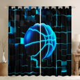 thumbnail image 1 of Erosebridal Ball Games Curtains for Living Room,Basketball Sport Curtains for Living Room,Blue Neon Light Ombre Geometry Curtains and Drapes (42x84),Super Cozy Room Decoration, 1 of 7