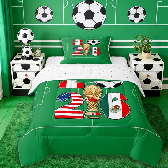 Erosebridal Ball Games Twin Comforter Sets,American Flag Football Sport Soccer Lover Bedding Set For Men Women,Reversible 2 Pieces