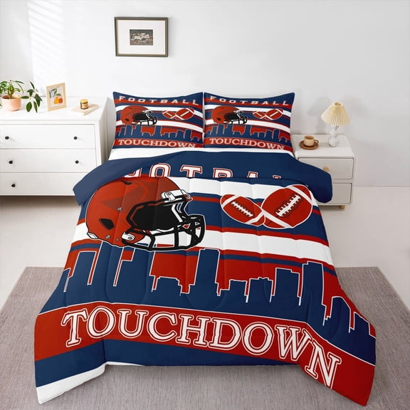 Erosebridal Ball Gaming Rugby Bedding Twin Comforter Set,Football City Denver Down Comforter,Gamer Room Decorative,Reversible,Lightweight,2-Piece