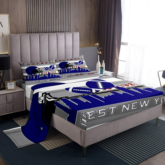 Erosebridal Ball Gaming Rugby Sheet Set Twin,Football City West New York Bedding Sets Twin Size,Gamer Room Decorative,Breathable,3pcs