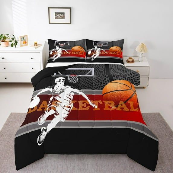 Erosebridal Ball Sports Bedding Sets Full with Comforter s, Basketball Duvet Insert, Sports Theme Decor, Super Cozy 3 Pieces