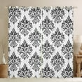 thumbnail image 1 of Erosebridal Baroque Gothic Print Curtains for Living Room,Blue Boho Floral Blackout Curtains Set of 2(38x45),White Gray Jacquard Curtains and Drapes(38x45),Super Cozy Room Decorative, 1 of 6