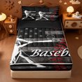 thumbnail image 1 of Erosebridal Baseball Gamer Zipper Twin Comforter Sets with Fitted Sheet and 2 Pillowcases,American Flag Sport Art Zipper Bedding Set For Boys,Black Reversible,4 Pieces, 1 of 7