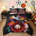 thumbnail image 1 of Erosebridal Baseball Gaming Full Size Comforter Sets 3 Pieces for Boys Girls,Kids Teens Sport Theme Graffiti Splash Bedding Sets,Black Reversible,Lightweight Room Decor, 1 of 6