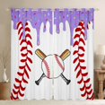 thumbnail image 1 of Erosebridal Baseball Ice Cream Black Out Curtains,Kids Ball Games Curtains Pack of 2 (42x63 Each) For Boys Girls, 1 of 7