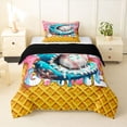 thumbnail image 1 of Erosebridal Baseball Ice Cream Twin Comforter Sets 3-Piece for Kids,Boys Girls Pink Drip Food Waffle Bedding Set,Black Reversible,Super Cozy Room Decor, 1 of 6