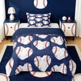 thumbnail image 1 of Erosebridal Baseball Print Loves Twin Comforter Sets For Kids,Boys Ball Games Bedding Set,Reversible navy blue,2-Piece, 1 of 7