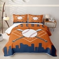 thumbnail image 1 of Erosebridal Baseball Sport Boys Quilt King, Orange Navy King Coverlet Set, 3-Piece, 1 of 7