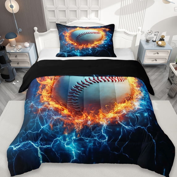Erosebridal Baseball Sport Theme Twin Comforter Sets,Boys Ball Game Bedding Set For Ball Lovers, Reversible 2-Piece