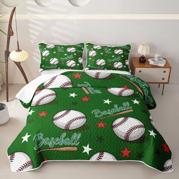 Erosebridal Baseball Stars Print Quilt King for Teens,Sport Gaming King Coverlet Set Boys Girls