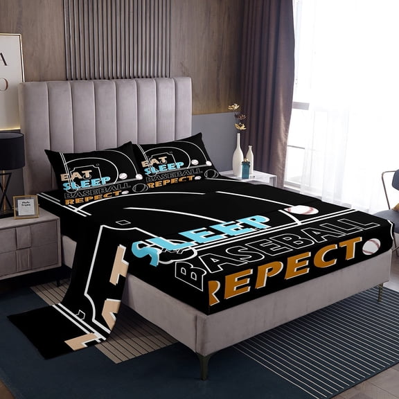 Erosebridal Baseball Twin Sheet Sets for Teens, Softball Print Bedding Twin Size, Retro Sports Decor