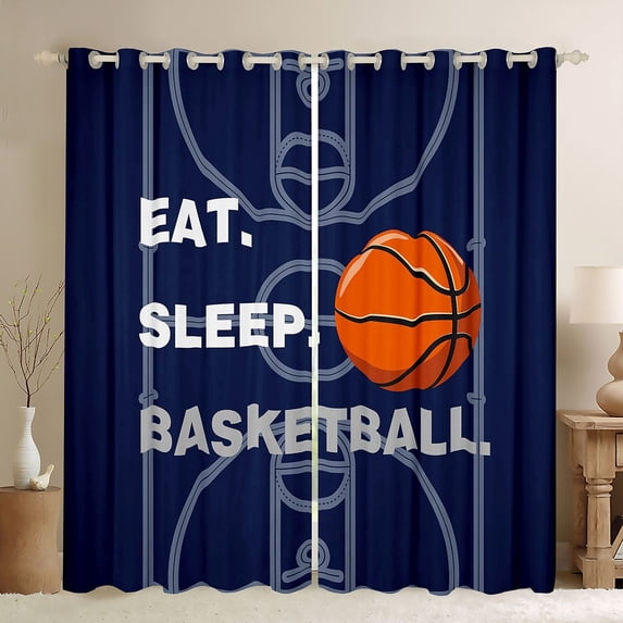 Erosebridal Basketball Ball Game Kids Curtains Pack of 2 (42x84 Each),Sport Theme Curtains Blackout For Boys