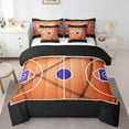 thumbnail image 1 of Erosebridal Basketball Comforter Set With Sheets7 piece Gaming Sports Bed in a Bag Ball Games Bedding Set King Size Gift for Basketball Lover Orange Black Bed Set with Comforter,Sheets, 1 of 5