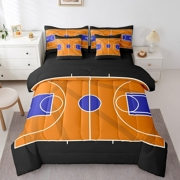 Erosebridal Basketball Court Bedding Sets Twin Size, Ball Gaming Comforter Sets with Sheets Teens, Reversible 7pcs 7pcs