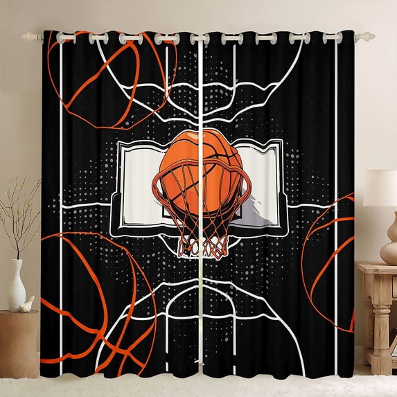 Erosebridal Basketball Court Black Out Curtains, Trendy Sports Curtains Pack of 2 (42x63 Each) for Boys and Girls