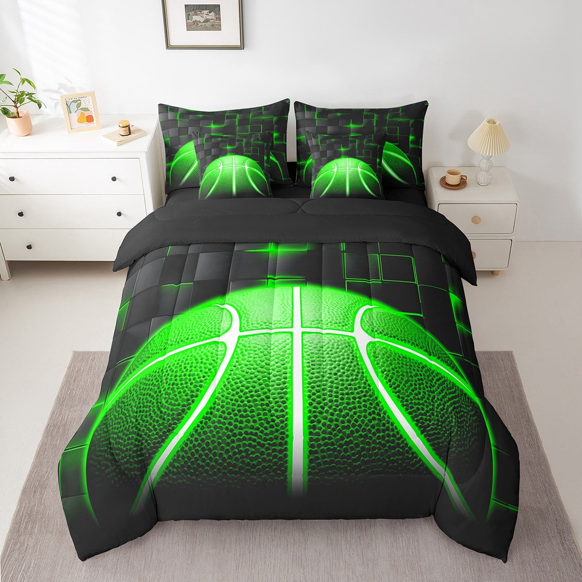 Erosebridal Basketball Lover Bed in a Bag Twin size, Square Geometry ...