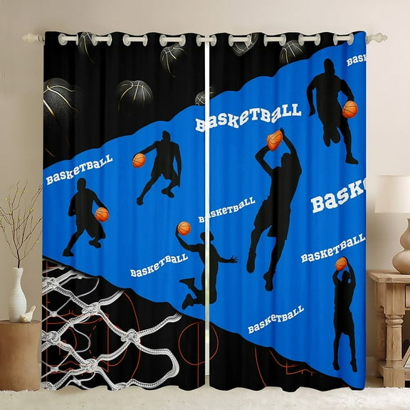 Erosebridal Basketball Player Curtains Pack of 2 (38x54), Ball Sports Lover 30%-50% Black Out Curtains, Geometry Decor