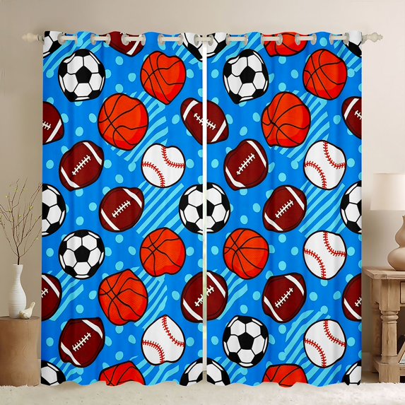 Erosebridal Basketball Rugby Baseball Curtains Pack of 2 (42x84 Each), Sport Curtains Blackout for Boys and Girls