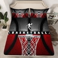 thumbnail image 1 of Erosebridal Basketball Sheets Full Size,Ball Games Sports Bedding Sets,Basketball Hoop Indoor Fitted Sheet,Red Black Grey Basketball Bed Set Room Decor 3Pcs, 1 of 5