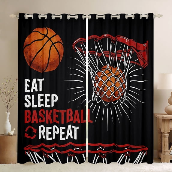 Erosebridal Basketball Sport Game Black Out Curtains For Kids,Boys Ball Gaming Curtains Pack of 2 (42x63 Each)