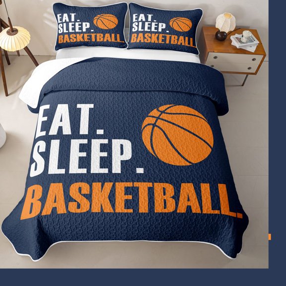 Erosebridal Basketball Sport Games Quilt Full,Ball Lovers Full Bedspread Sets For Boys,3-Piece