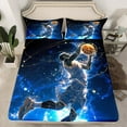 thumbnail image 1 of Erosebridal Basketball Twin Bed Sheets,Ball Sports Themed Fitted Sheet Teens Men,Basketball Player Print Sheets,Modern Abstract Bed Set,Black Navy Blue(No Top Sheet）, 1 of 5