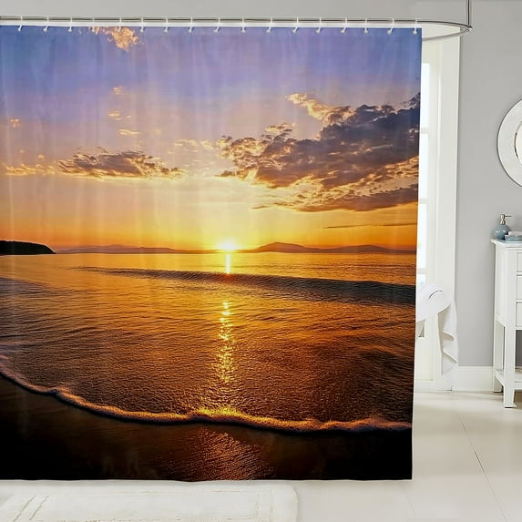 Erosebridal Beach Shower Curtain 72"x78" Hawaiian Beach Ocean Bath Curtain Sea Nature Pattern Printed Bathroom Shower Curtain Set Bathroom Accessories