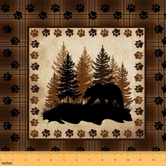 Erosebridal Bear Fabric by the Yard 10 Yards Cartoon Animal Home Decor Fabric by the Yard, Maroon