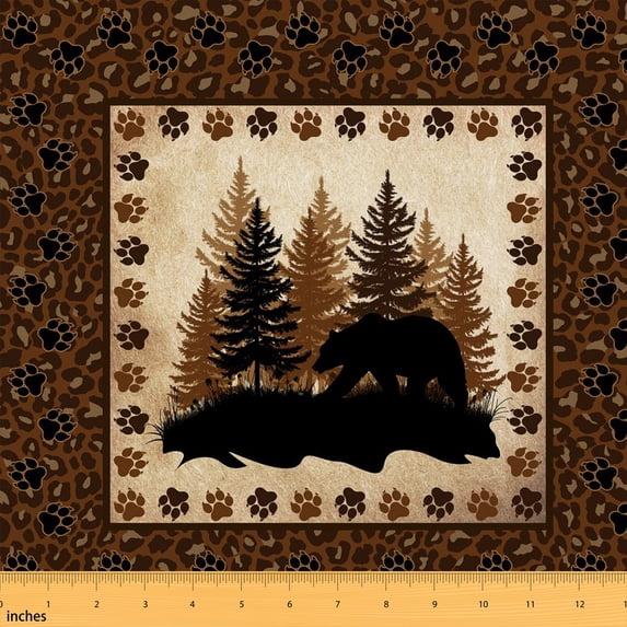Erosebridal Bear Fabric by the Yard 2 Yards Cartoon Animal Sewing Fabric, Light Maroon